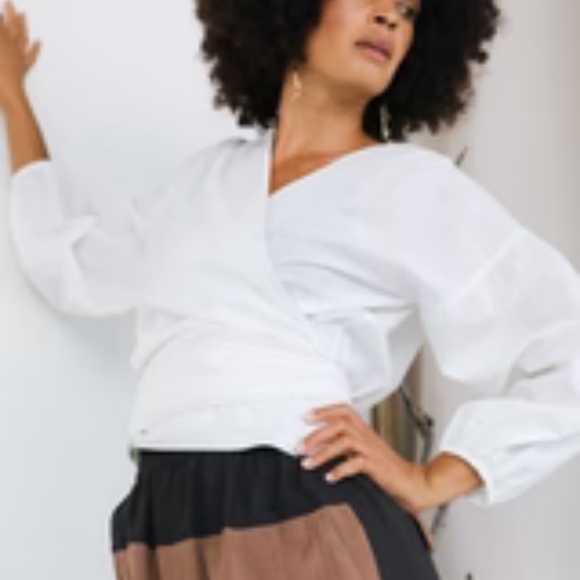 Paige Wrap Top, White Poplin - Picture 3 of 6